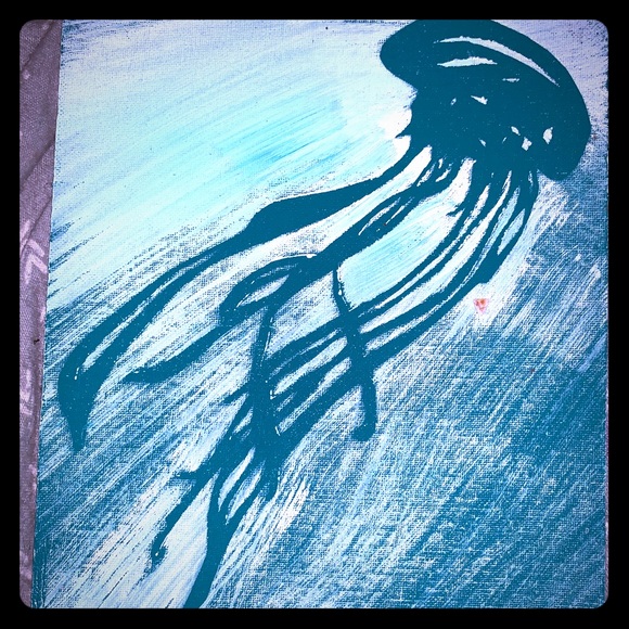 Handmade Wall Art Acrylic Jellyfish Canvas Painting Poshmark
